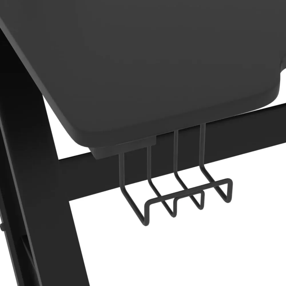 Bureau table poste de travail meuble d'ordinateur informatique étude de jeu avec pieds en forme de ZZ 110 x 60 x 75 cm noi...