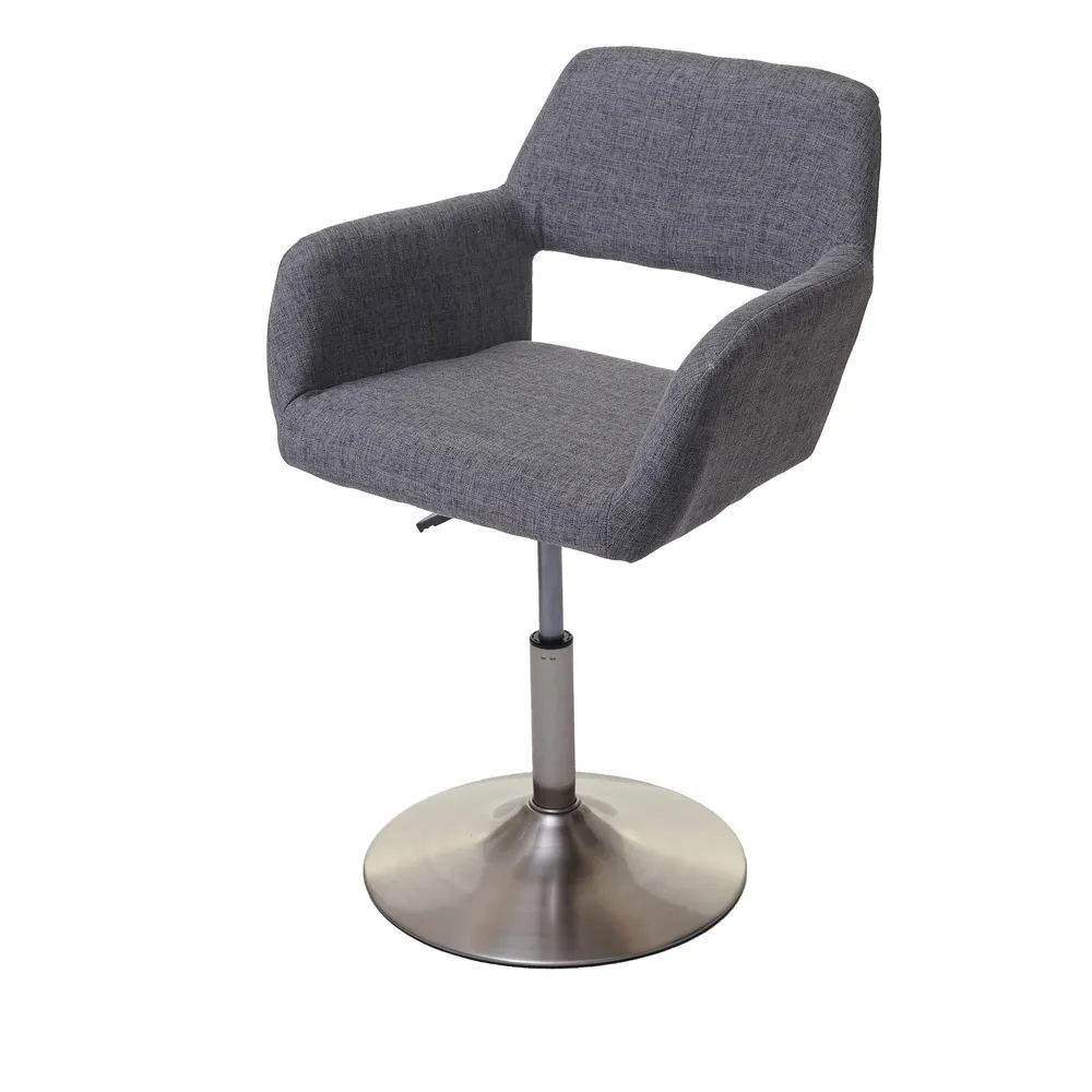 Chaise à manger cuisine bureau design d'époque chic en tissu gris pied chromé 04_0002173