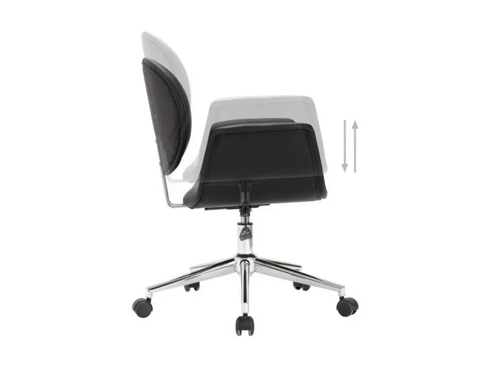 Chaise simili cuir noir et pieds métal chromé Eris - Lot de 2 pour bureau à hauteur variable