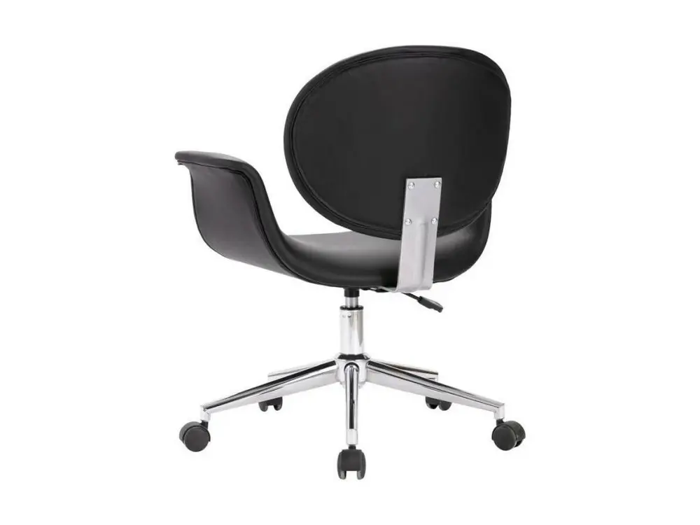 Chaise simili cuir noir et pieds métal chromé Eris - Lot de 2 pour bureau à hauteur variable
