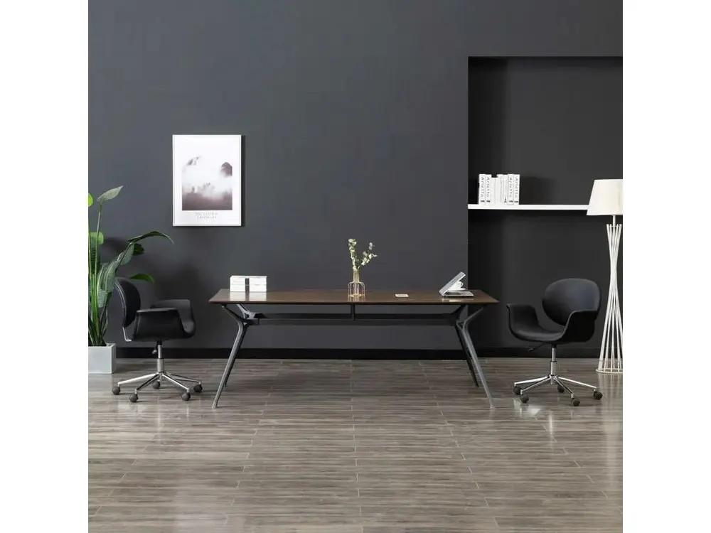 Chaise simili cuir noir et pieds métal chromé Eris - Lot de 2 pour bureau à hauteur variable
