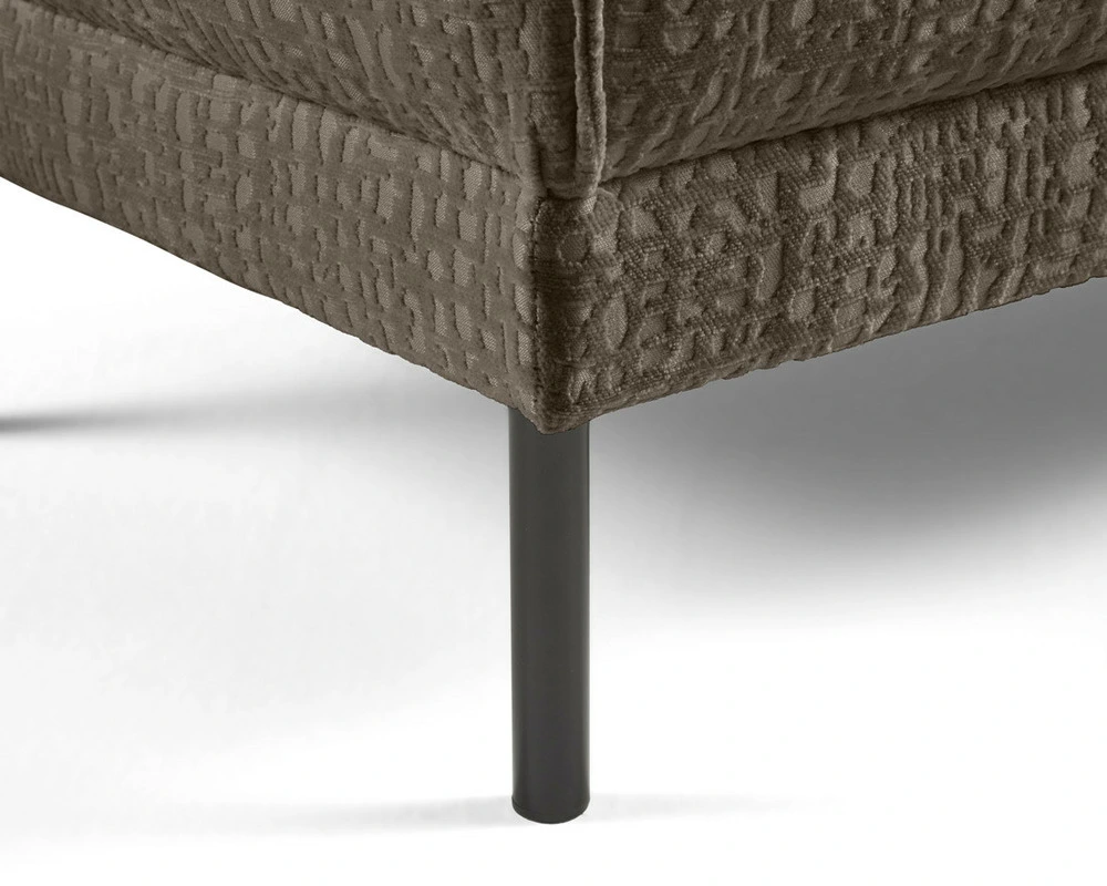 Charlie - pouf - pieds hauts - en tissu velours relief avec compartiments intégrés
