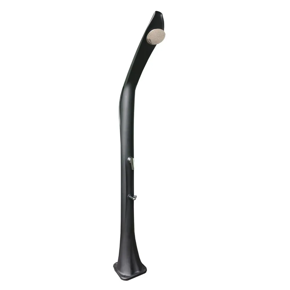 Colonne de douche solaire en HDPE noir, avec pomme de douche 15 cm et lave-pieds pour bureau à hauteur variable