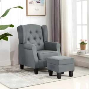 Fauteuil avec repose-pied Gris net Tissu