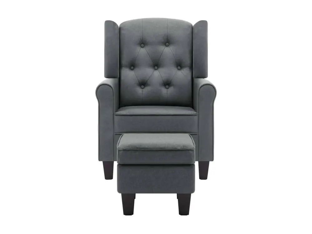 Fauteuil avec repose-pied Gris net Tissu