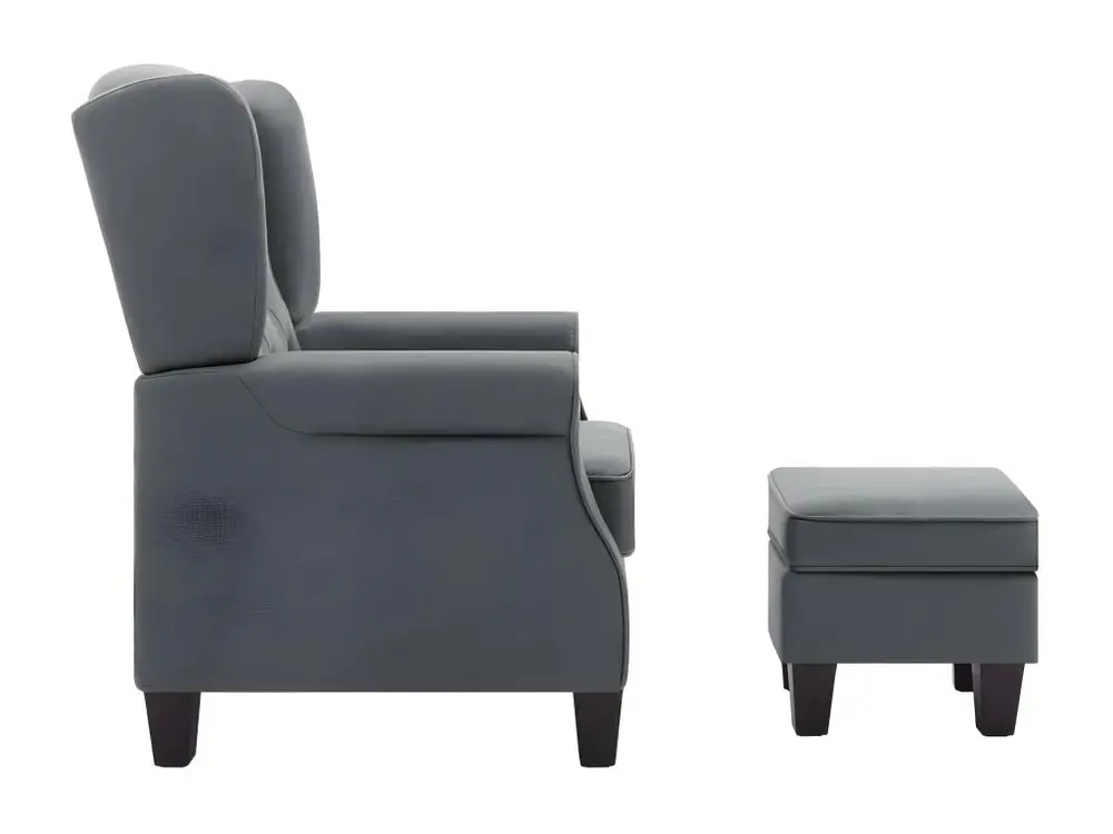 Fauteuil avec repose-pied Gris net Tissu