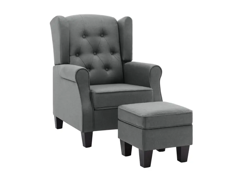 Fauteuil avec repose-pied Gris net Tissu