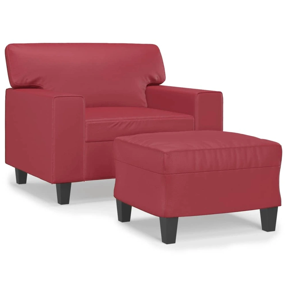 Fauteuil avec repose-pied rouge bordeaux 60 cm similicuir pour bureau à hauteur variable