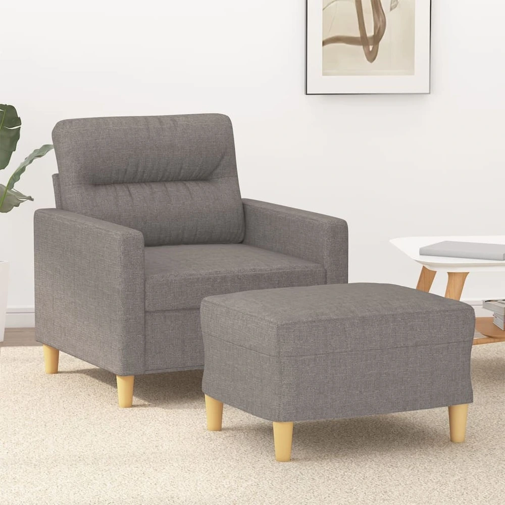 Fauteuil avec repose-pied taupe 60 cm tissu