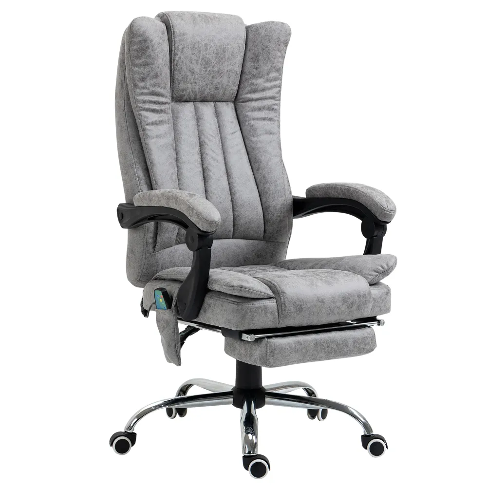 Fauteuil de bureau massant chauffant fauteuil bureau confortable hauteur réglable dossier inclinable repose-pied revêtemen...