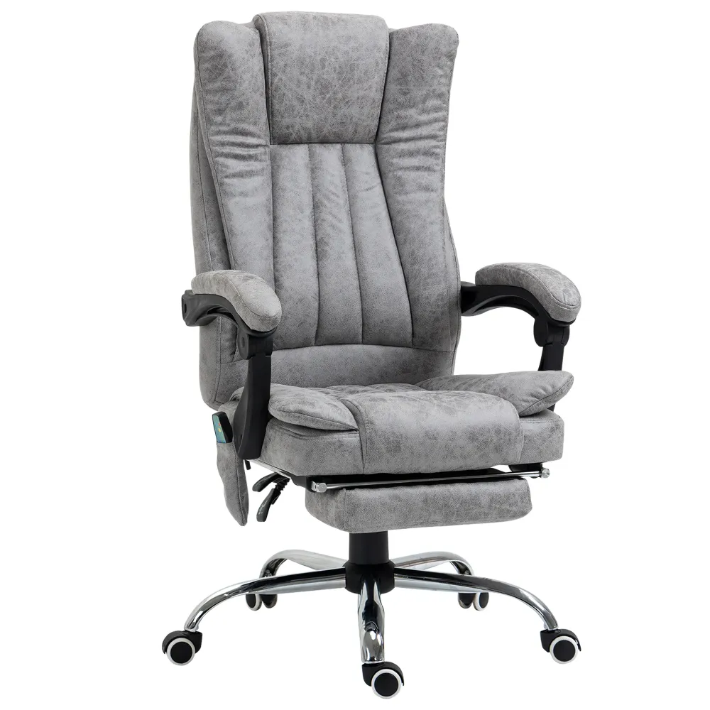Fauteuil de bureau massant chauffant fauteuil bureau confortable hauteur réglable dossier inclinable repose-pied revêtemen...