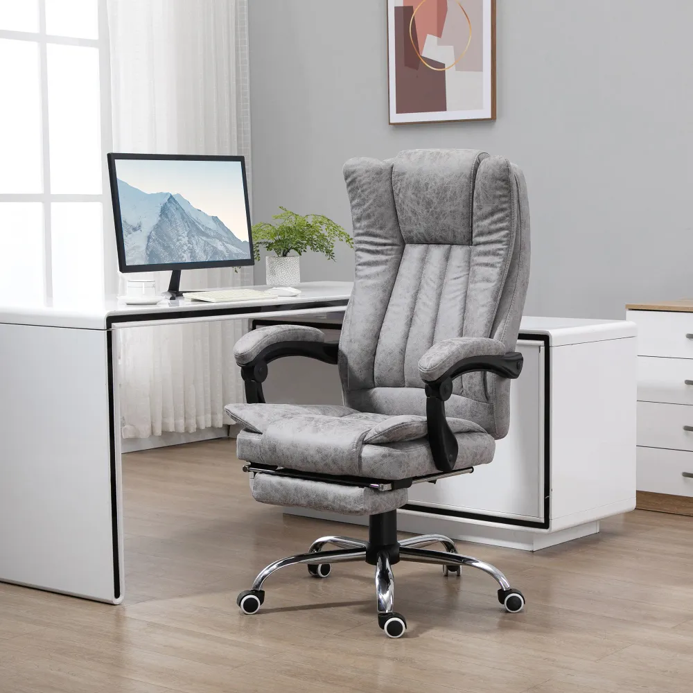 Fauteuil de bureau massant chauffant fauteuil bureau confortable hauteur réglable dossier inclinable repose-pied revêtemen...