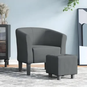 Fauteuil cabriolet avec repose-pied gris noir tissu