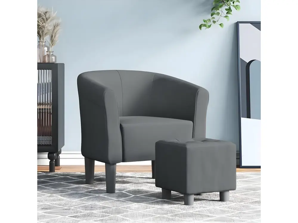 Fauteuil cabriolet avec repose-pied gris noir tissu