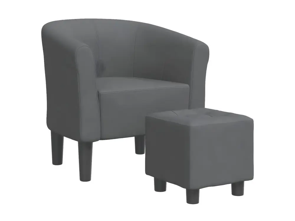 Fauteuil cabriolet avec repose-pied gris noir tissu