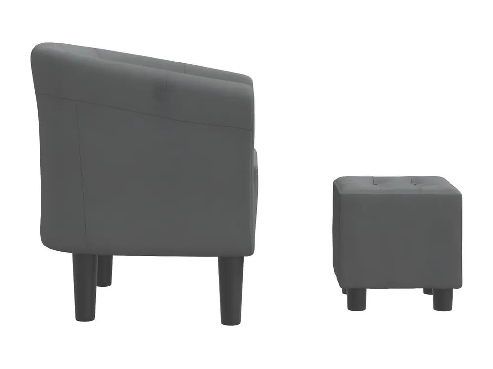 Fauteuil cabriolet avec repose-pied gris noir tissu