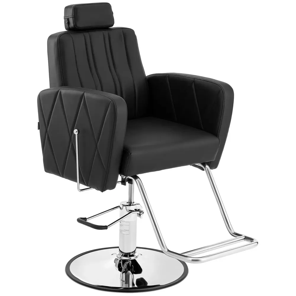 Fauteuil de coiffeur professionnel avec repose-pieds 200 kg acier inoxydable VINYLE noir 14_0008944