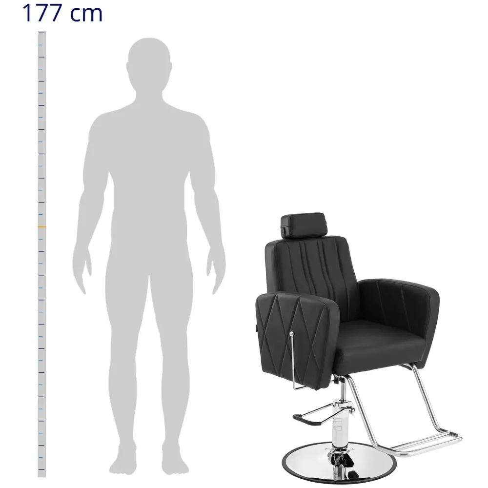 Fauteuil de coiffeur professionnel avec repose-pieds 200 kg acier inoxydable VINYLE noir 14_0008944