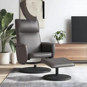 Fauteuil inclinable avec repose-pied gris similicuir | Facile à installer |