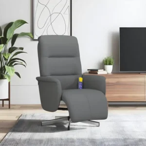 Fauteuil inclinable de massage et repose-pieds gris profond tissu
