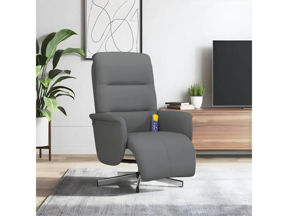 Fauteuil inclinable de massage et repose-pieds gris profond tissu