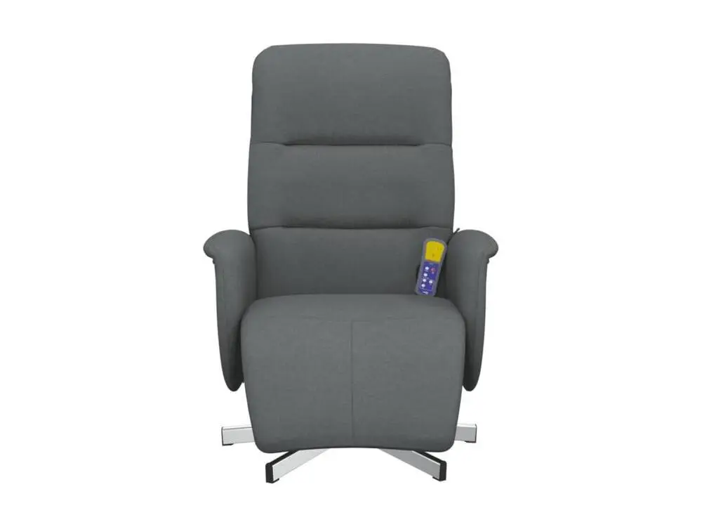 Fauteuil inclinable de massage et repose-pieds gris profond tissu