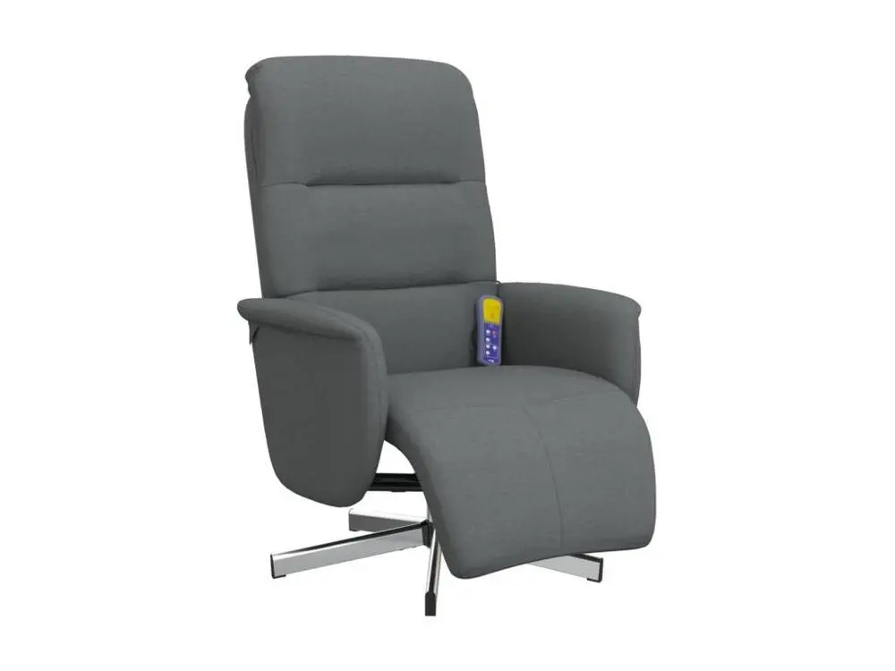 Fauteuil inclinable de massage et repose-pieds gris profond tissu
