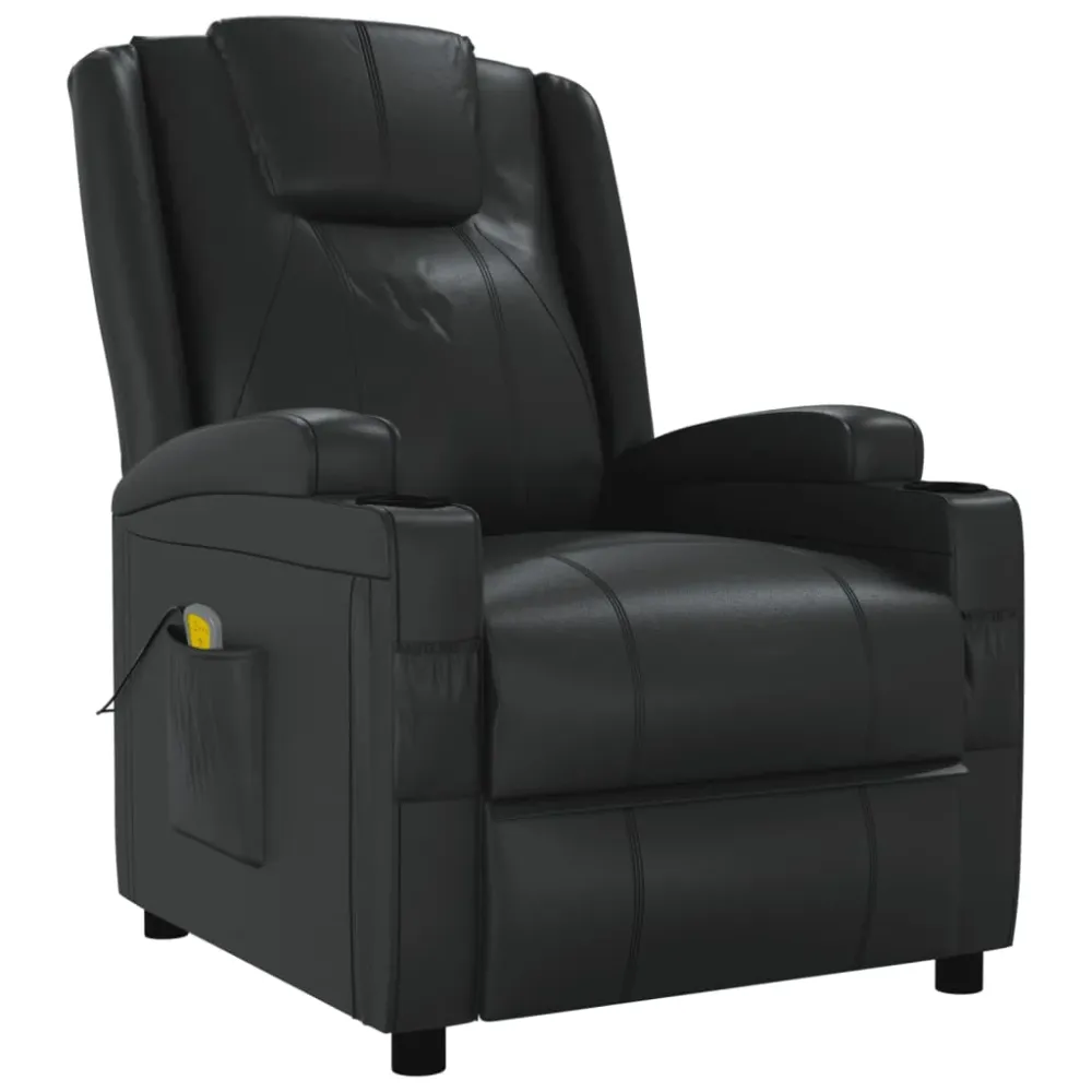 Fauteuil de relaxation avec fonction massage 6 points de massage en VINYLE noir DEC029241 avec revêtement anti-rayures