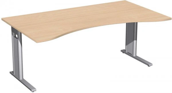 geramöbel Bureau ergonomique rigide couvre-pieds en C en option 1800x1000x720 hêtre/argent N-648337-BS prendre à bas prix