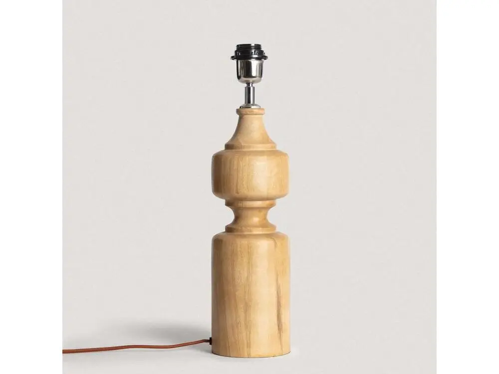 Iluzzia Pied de Lampe à poser en bois Sansa ILUZZIA Naturel avec système de clipsage