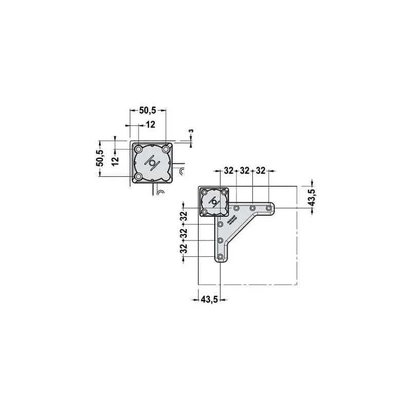 Kit d'assemblage pour Pied de table - 705 mm carré 60 Laqué blanc mat CAMAR 644.70.C1.B4.RN