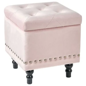Kit d'assemblage pour Repose-pieds avec rangement en velours rose pastel LORETTO