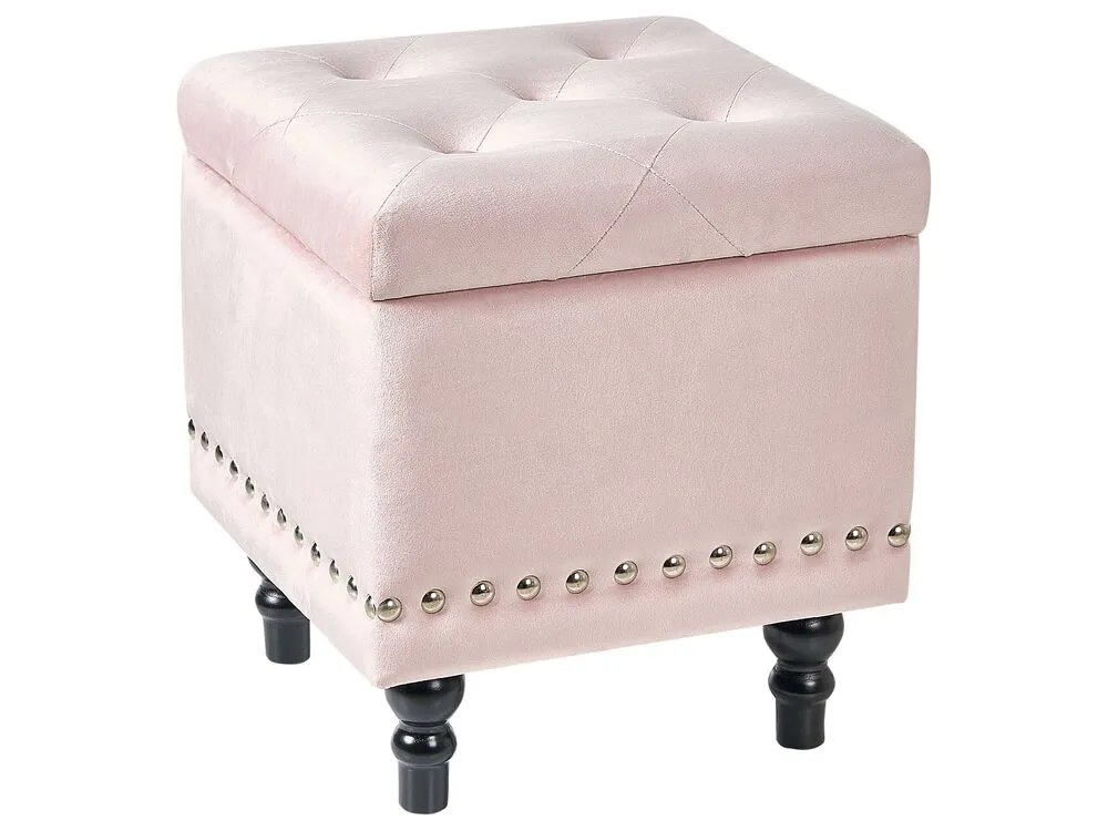 Kit d'assemblage pour Repose-pieds avec rangement en velours rose pastel LORETTO