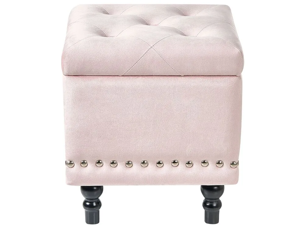 Kit d'assemblage pour Repose-pieds avec rangement en velours rose pastel LORETTO