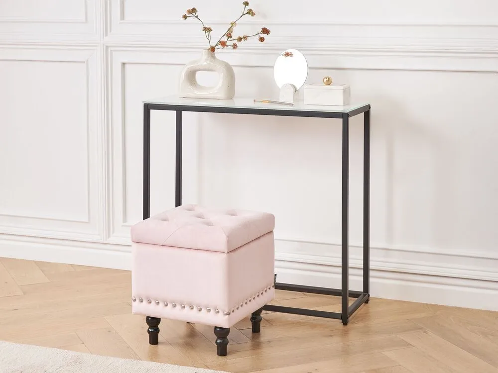 Kit d'assemblage pour Repose-pieds avec rangement en velours rose pastel LORETTO