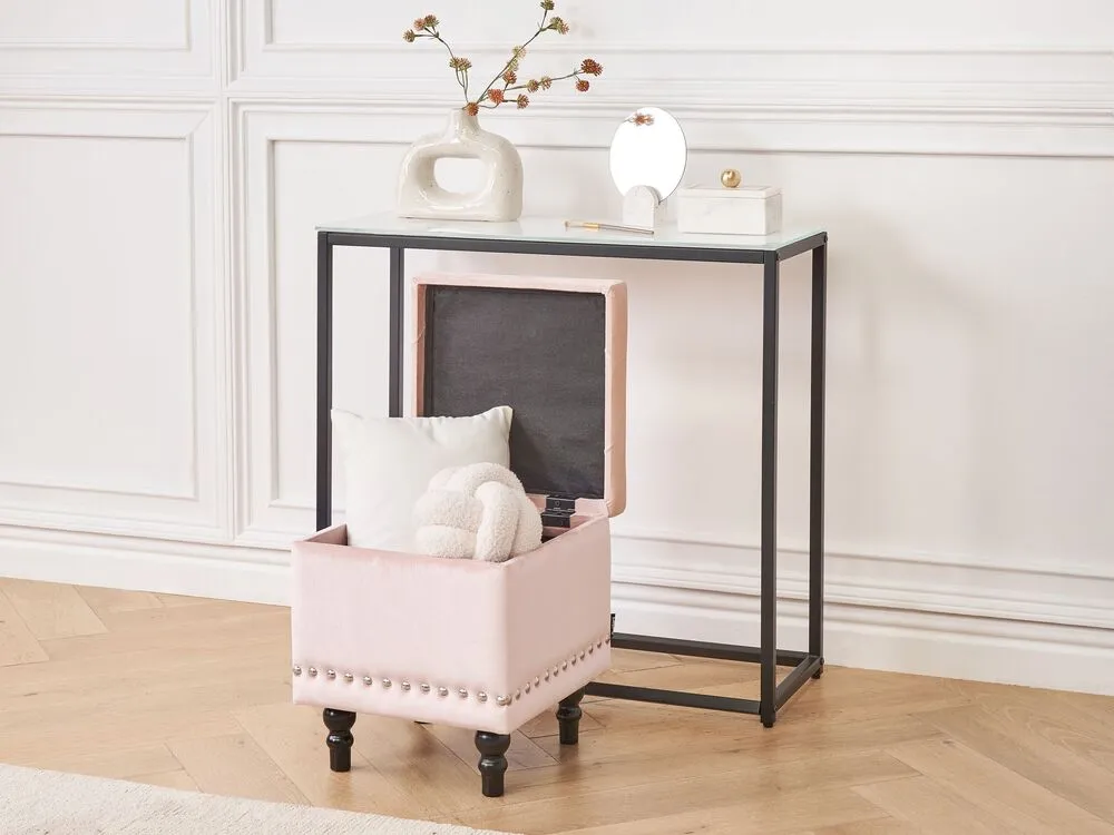 Kit d'assemblage pour Repose-pieds avec rangement en velours rose pastel LORETTO