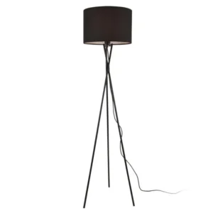 Lampadaire trépied récent lampe sur pied design e27 métal tissu hauteur 154 cm noir 03_0005255