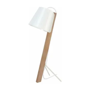 Lampe de bureau trépied bois blanc 60 cm. avec compartiments intégrés