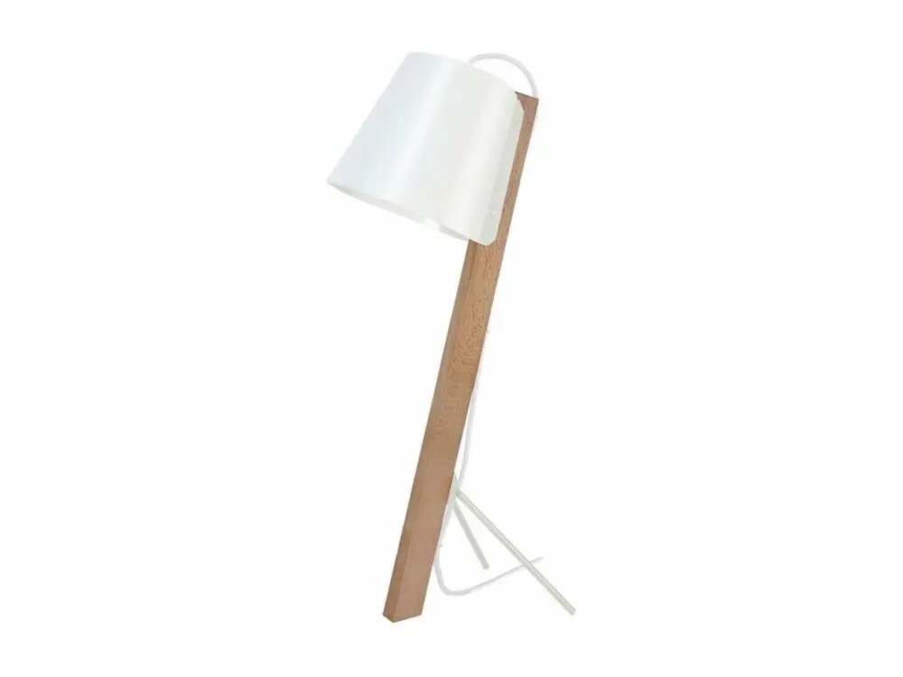Lampe de bureau trépied bois blanc 60 cm. avec compartiments intégrés
