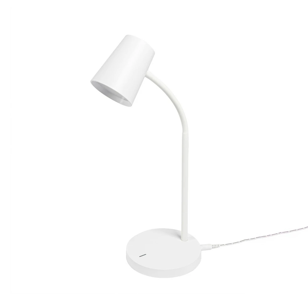 Lindby Ailina lampe à poser LED pied rond, blanche pour bureau à hauteur variable