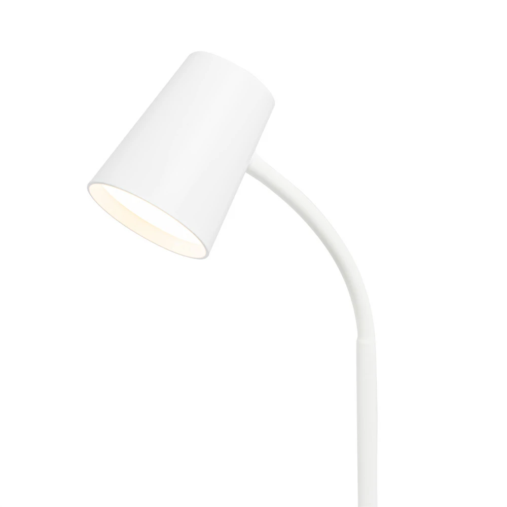 Lindby Ailina lampe à poser LED pied rond, blanche pour bureau à hauteur variable