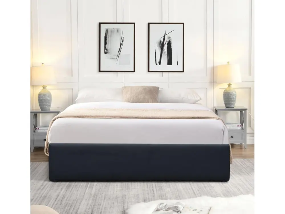 Lit Coffre Loris noir + Pieds pour matelas 120x190 cm - 2 x 12 Lattes - Conforme aux Normes de Sécurité