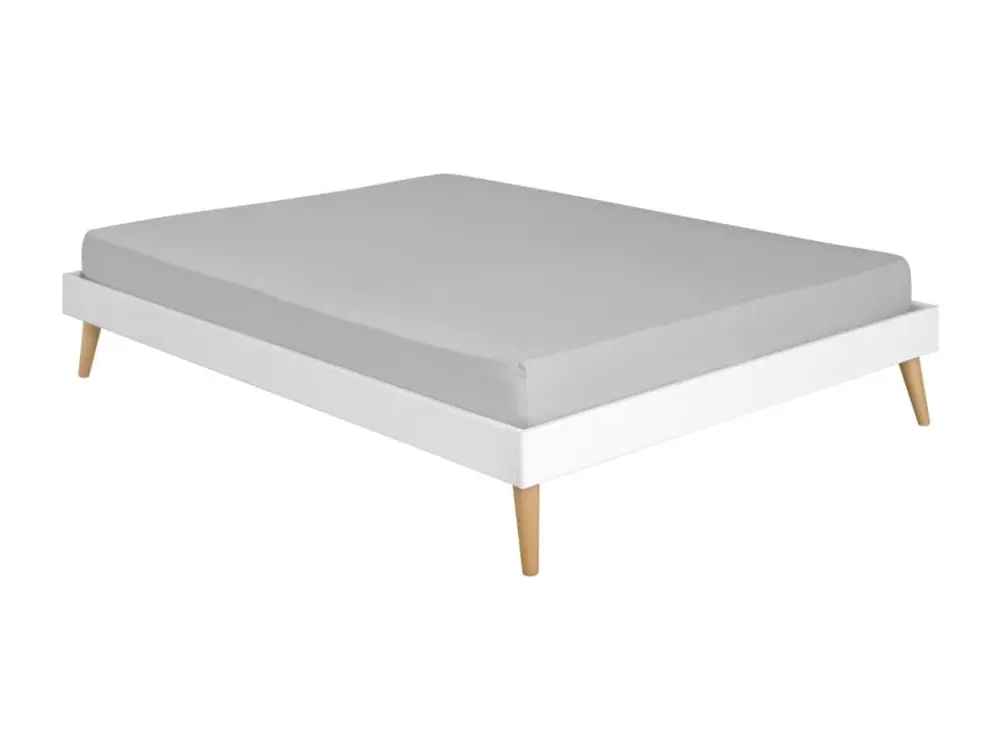 Lit 2 places avec pieds 120x190 cm bois massif blanc