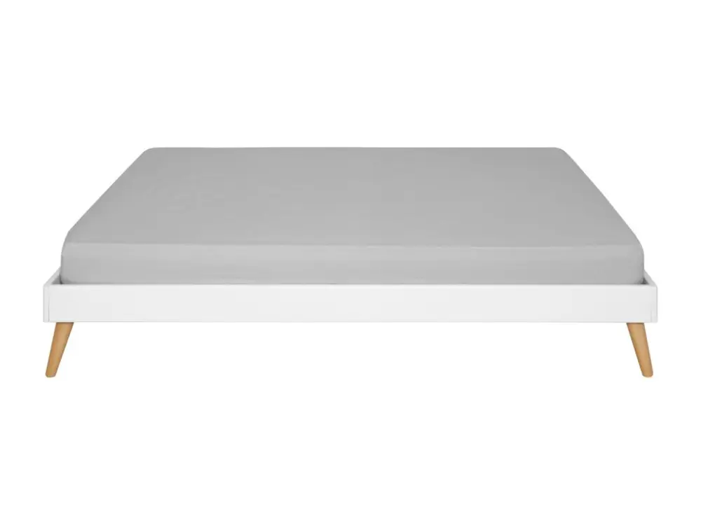 Lit 2 places avec pieds 120x190 cm bois massif blanc