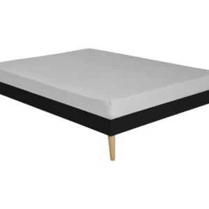 Lit 2 places avec pieds 120x190 cm bois massif noir