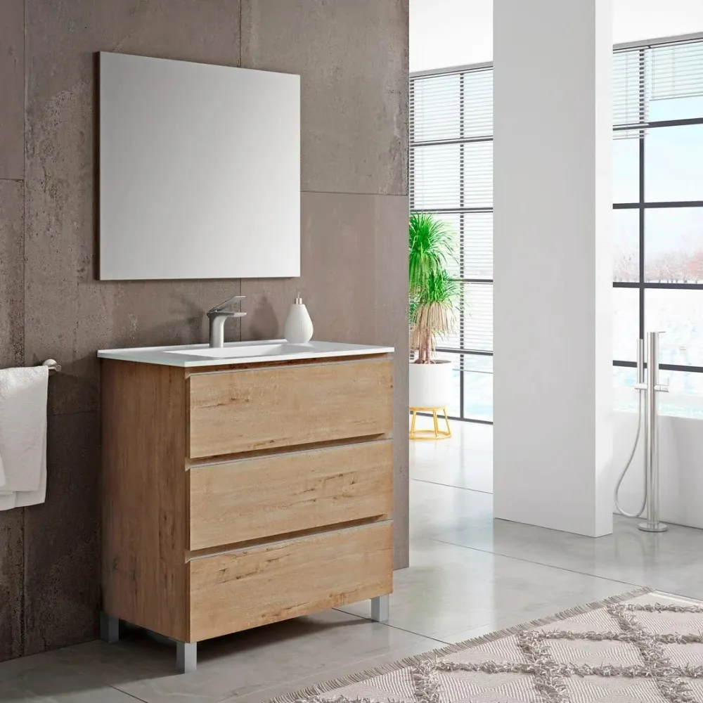 Meuble de salle de bain avec pieds Mykonos compatible avec la plupart des bureaux
