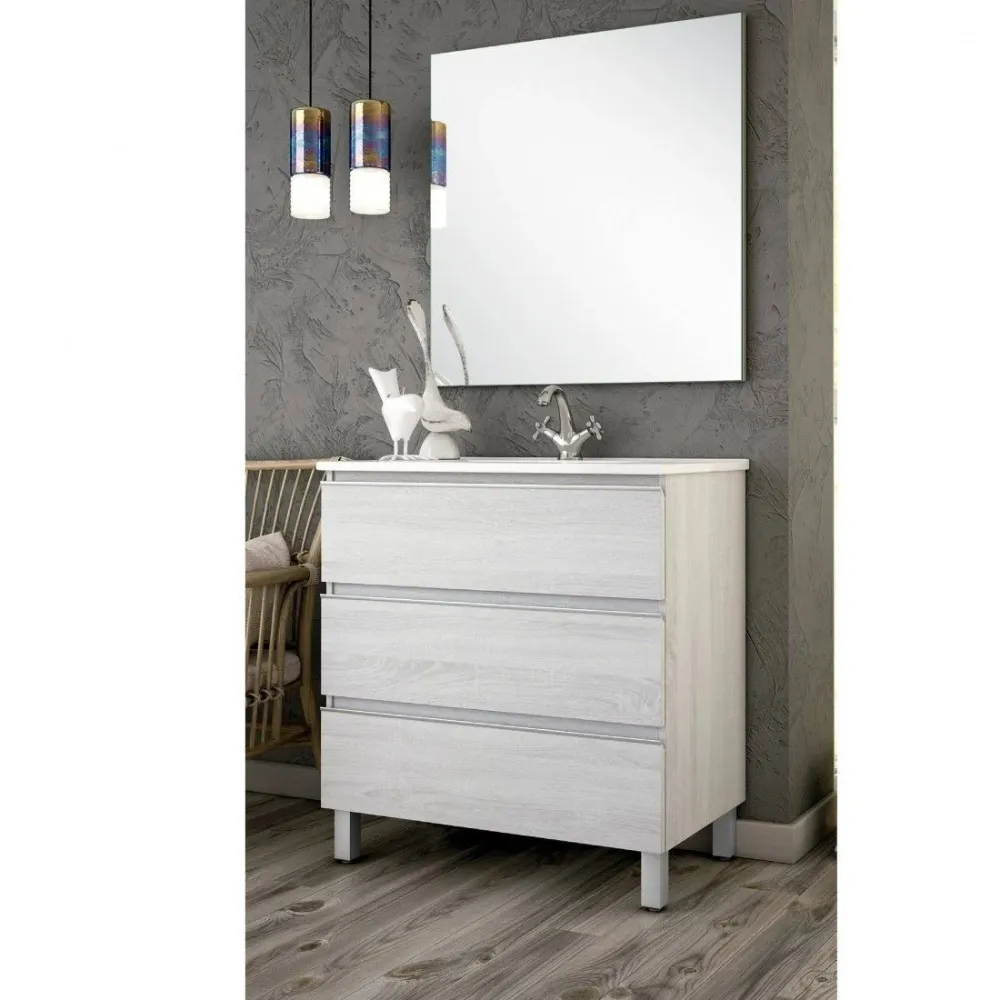 Meuble de salle de bain avec pieds Mykonos compatible avec la plupart des bureaux