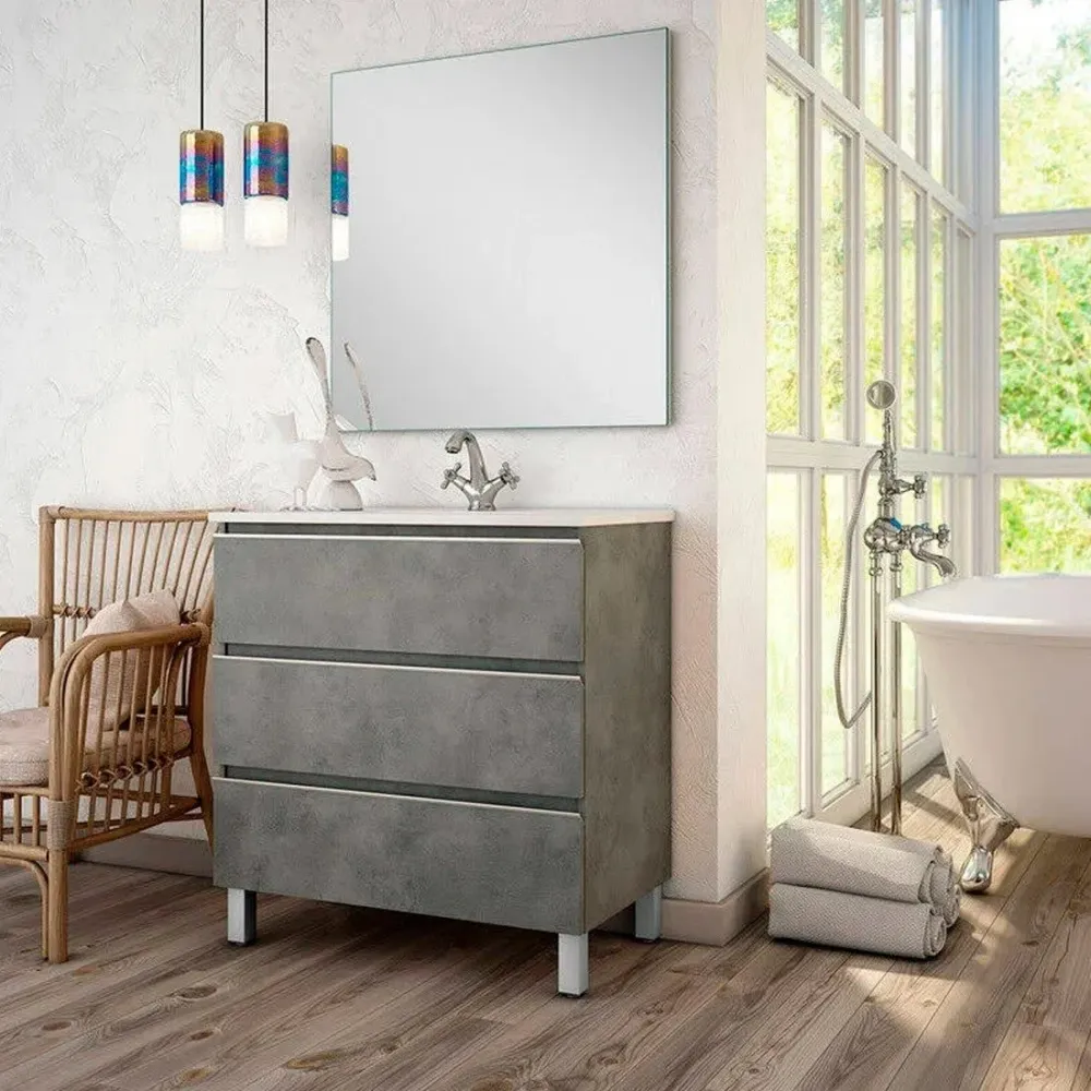 Meuble de salle de bain avec pieds Mykonos compatible avec la plupart des bureaux