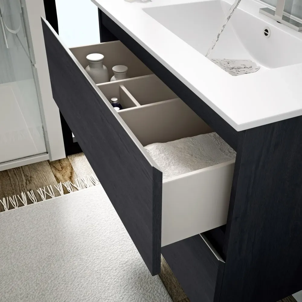 Meuble de salle de bain avec pieds Mykonos compatible avec la plupart des bureaux