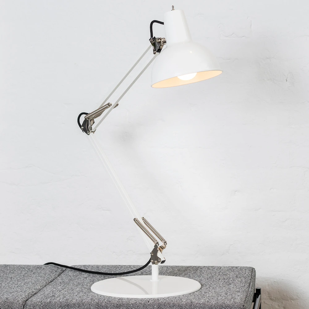 midgard lampe à poser à ressort avec pied blanc pour une organisation optimale